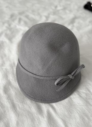Шляпка zara сіра вовна xs