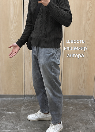 Мужской шерстяной свитер crew clothing co (кашемир, ангора), л, хл