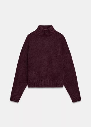 Светр бордо бордовий светрик джемпер з горловиною zara / свитер под горло