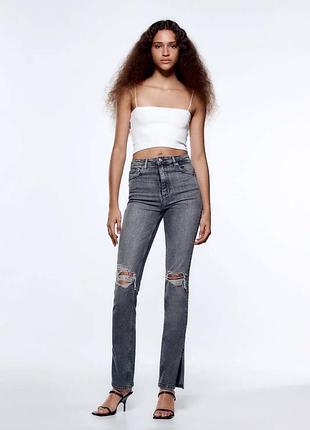 Прямі джинси zara з розрізами