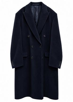 Savoy tailors guild wool & cashmere— темно-синє двобортне пальто з вовни та кашеміру