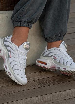 Кроссовки женские nike air max tn plus white grey pink
