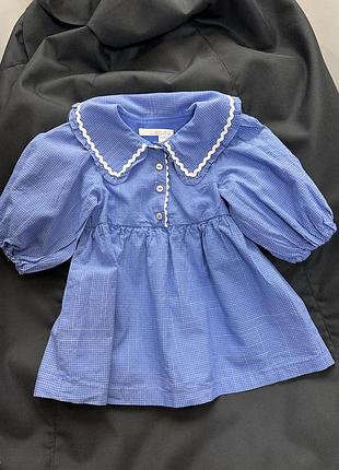 Сукня для дівчинки zara блакитна з білим коміром 2 роки (92 см)