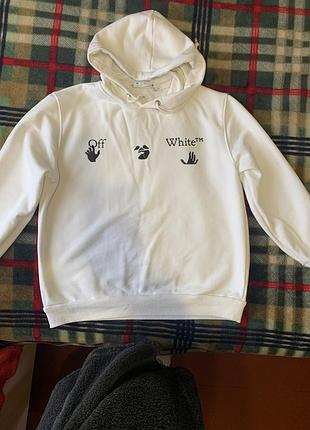 Жіноче худі off-white біле без утеплення, розмір l-xl