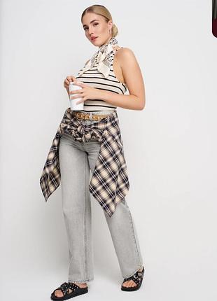 Джинси жіночі wide leg із високою талією, сірі, розмір 36