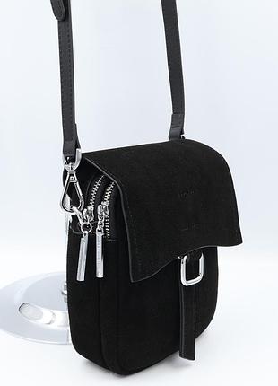 Сумка жіноча замшева polina &amp; eiterou y1501f black