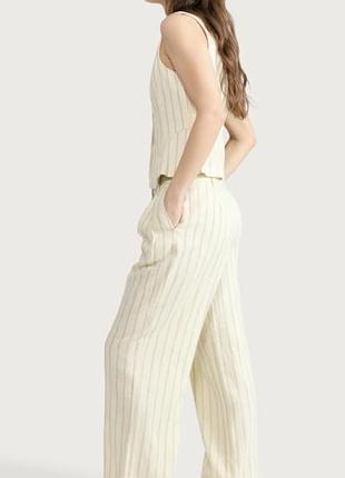 Брюки f&f edit linen rich stripe wide leg 6