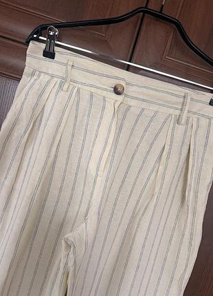 Брюки f&f edit linen rich stripe wide leg 7