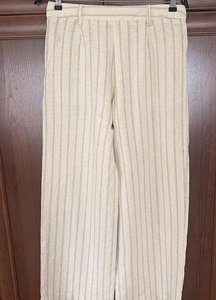 Брюки f&f edit linen rich stripe wide leg 4
