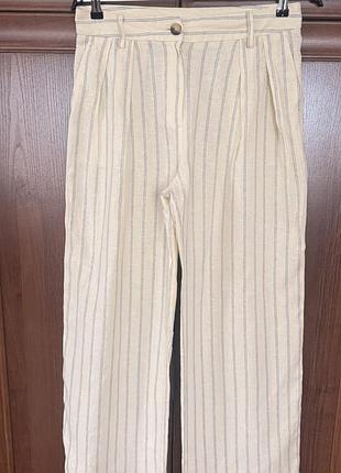 Брюки f&f edit linen rich stripe wide leg 3