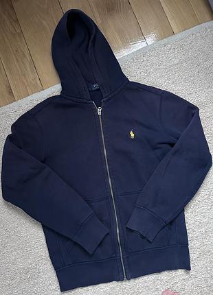Кофта чоловіча polo ralph lauren на блискавці з капюшоном, синя