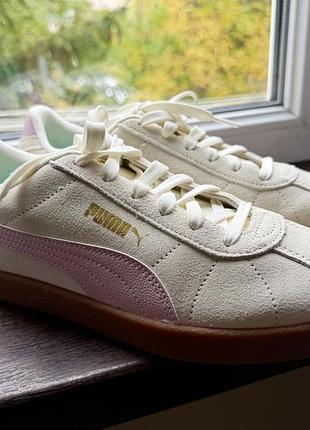 Кеди puma замша оригінал, молочні бежеві, з рожевим, 41 розмір
