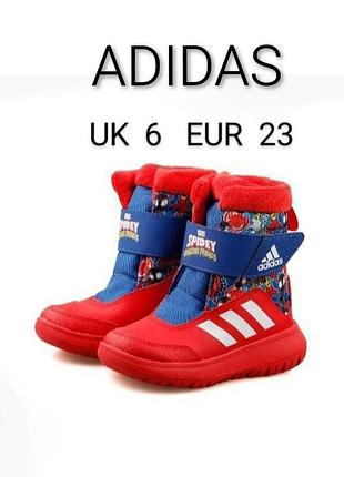 Круті стильні високі зимові сапожки бренду adidas kids marvel   uk  6.  eur.  23