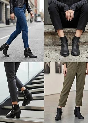 Стильные черные ботинки / ботильоны topshop (натуральная кожа/нубук