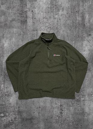 Кофта berghaus оригінал хакі вітровка бергхаус флісовий анорак блискавка 1/4 аутдор оливкова