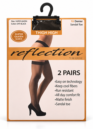 Чулки женские reflection by re:define, 10 den, super queen, off black