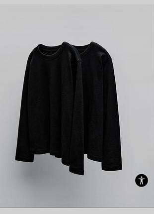 2 базові футболки з довгим рукавом чорного кольору розмір 130 zara