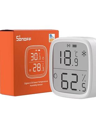 Розумний датчик температури та вологості sonoff snzb-02d zigbee 3.0 з lcd-дисплеєм (white)