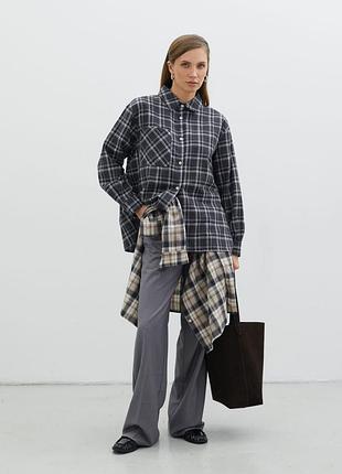 Чорна фланелева сорочка оверсайз в клітинку українського бренду the lace l-xl розміру