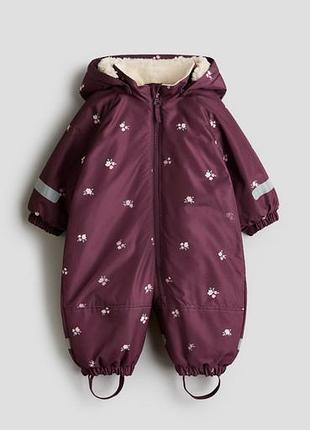 Зимовий комбінезон для дівчаток h&m бордовий з принтом