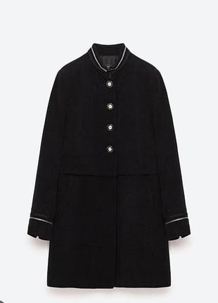 Ефектне чорне пальто-піджак zara basic у стилі мілітарі