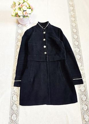 Эффектное черное пальто-пиджак zara basic в стиле милитари 4