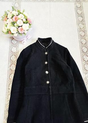 Эффектное черное пальто-пиджак zara basic в стиле милитари 8