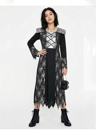 Костюм ведьмы на хэллоуин платье с паутиной tesco 13-14 лет (164 см)