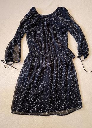 Шифоновое черное платье со звездами zara