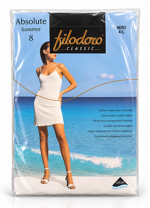 Колготки жіночі filodoro classic absolute summer 8 den, nero (чорні), розмір 4-l
