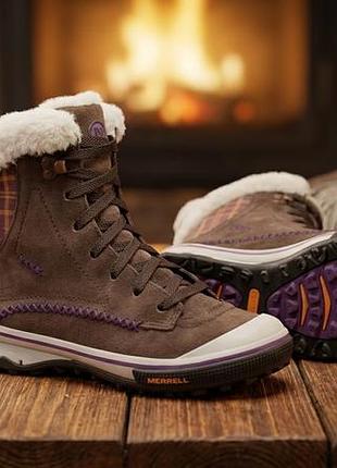 Женские зимние замшевые ботинки merrell opti-warm (стелька 27 см) / оригинал
