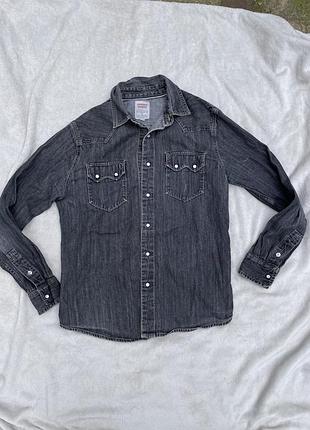 Джинсова сорочка levi’s western shirt (розмір s) / чорна джинсовка левіс