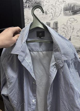 Сорочка чоловіча h&m у смужку синьо-біла