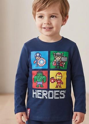 Детская пижамная кофта marvel avengers (герои) для мальчика, 1,5–2 года (на рост 92 см)
