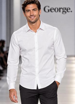 Сорочка чоловіча george біла l slim fit бавовна