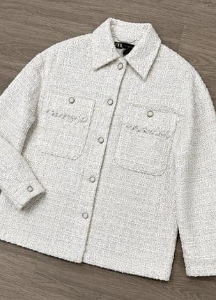 Твідовий жакет жіночий zara без підкладу білий