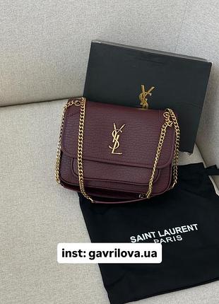 Сумочка niki in grained lambskin burgundy/gold🥰
