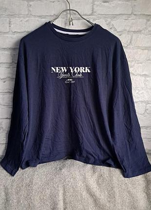 Стильний темно-синій лонгслів peacocks "new york sports club" розмір xl-xxl жіночий
