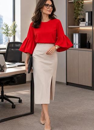 Ефектна червона блуза від бренду zara woman