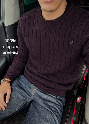 Теплий светр у коси з вовни ягняти