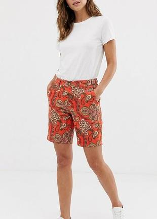 Яркие хлопковые шорты-бермуды tommy hilfiger с орнаментом пейсли / us 10 (l / eur 40)
