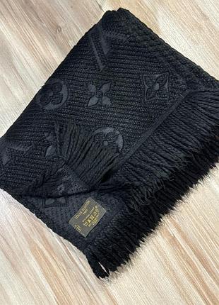 Шарф жіночий louis vuitton echarpe logomania black (шерсть/шовк)