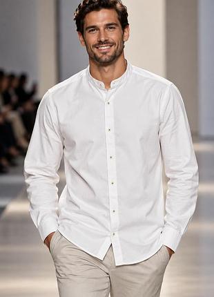 Сорочка чоловіча zara man біла m бавовна