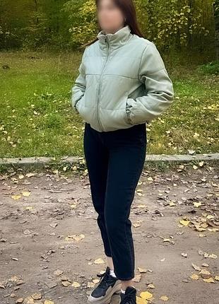 Куртка жіноча демісезонна з екошкіри м'ятного кольору