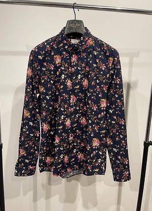 Чоловіча сорочка next в яскравий квітковий принт (slim fit) м