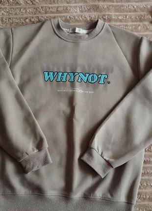 Джемпер жіночий з написом why not, розмір 14, колір хакі