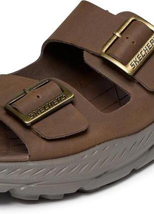 Шльопанці чоловічі skechers коричневі шкіряні