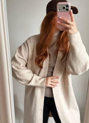 Довгий, теплий кардиган h&m з додаванням вовни 🤍