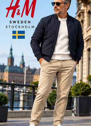 Стильные мужские чиносы h&amp;m slim fit w34 l32 – бежевые брюки премиального вида, casual classic