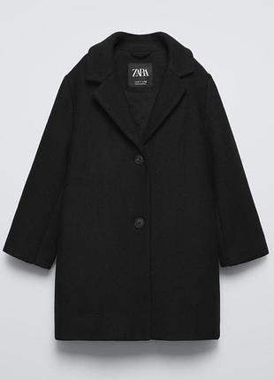 Неймовірно стильне чорне пальто zara  з вовною 55% оверсайз  для дівчинки 6-7 років